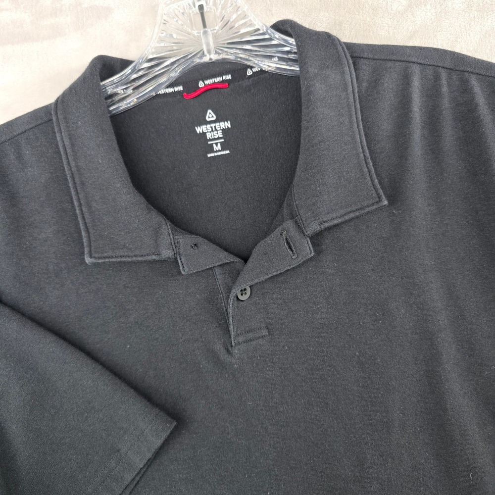 Western Rise Polo Shirt Mens‎ M Black Short Sleeve Performance Cotton Stretch